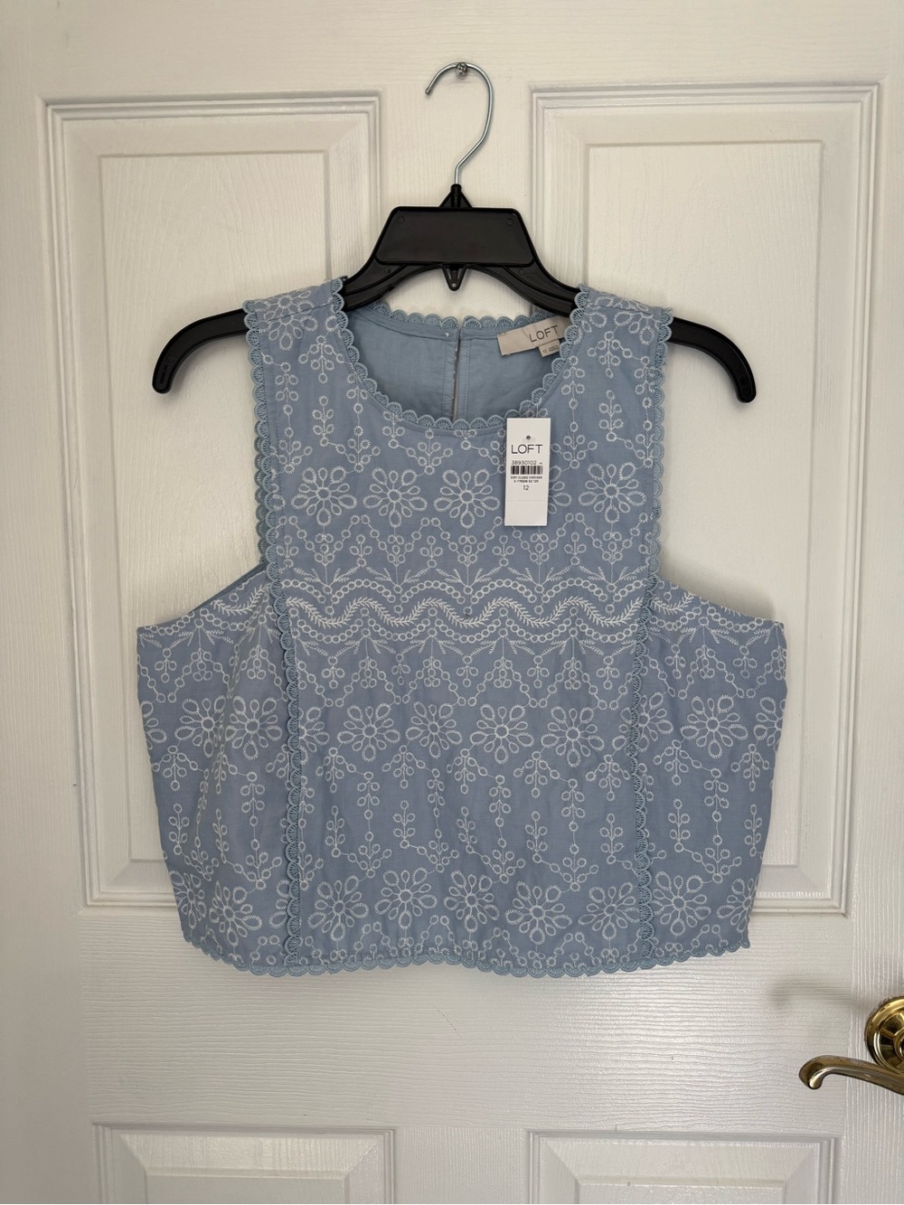 LOFT Blue Eyelet Sleeveless Crop Top